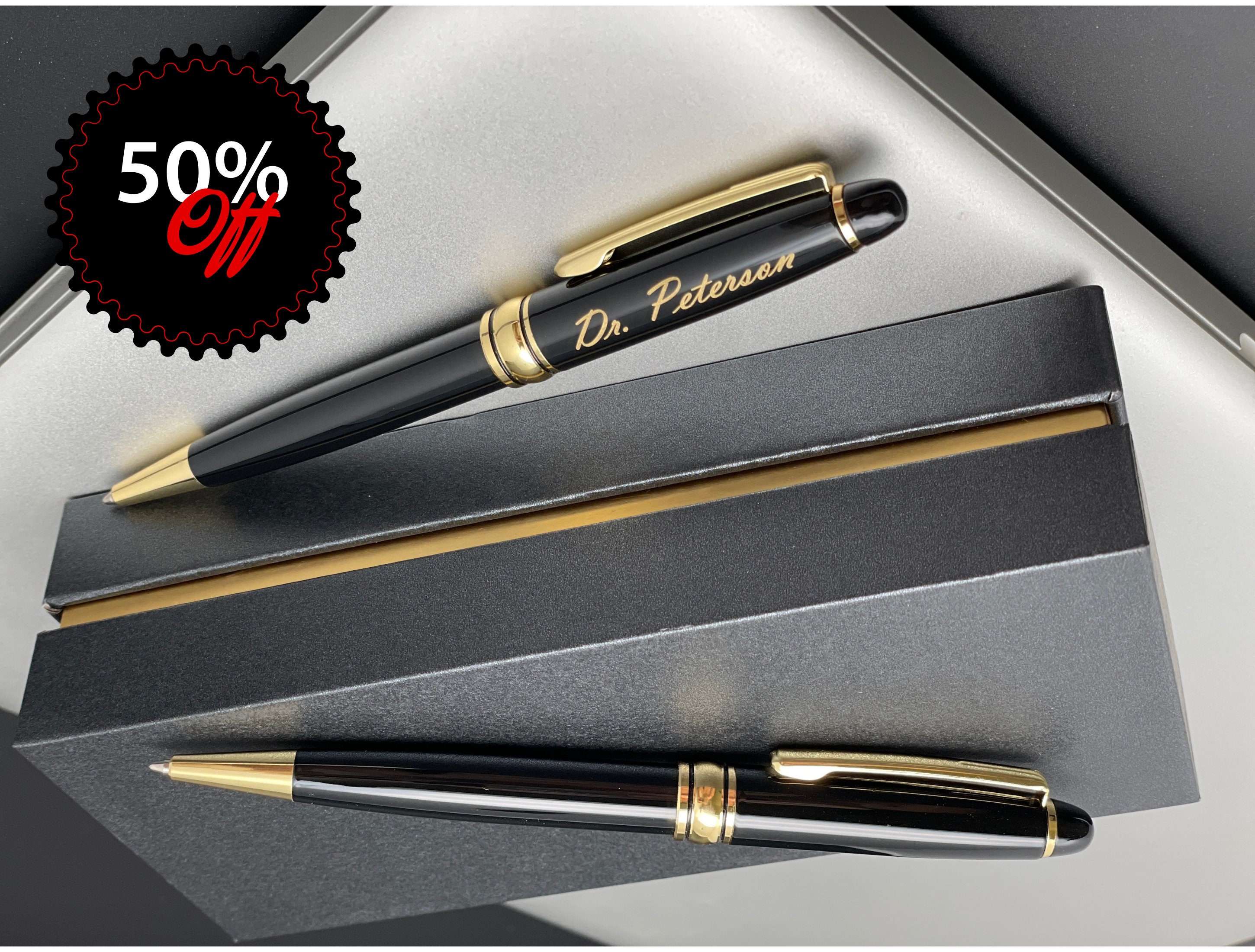 Desktop Pen Caddy Vintage Dual Pen Shiny Gold Brass Refillable 