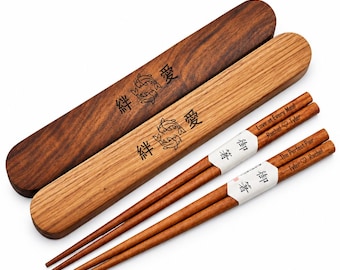 Custom Engraved Chopsticks in Box – Romantic Anniversary Gift, Personalized Wooden Gift for Couples