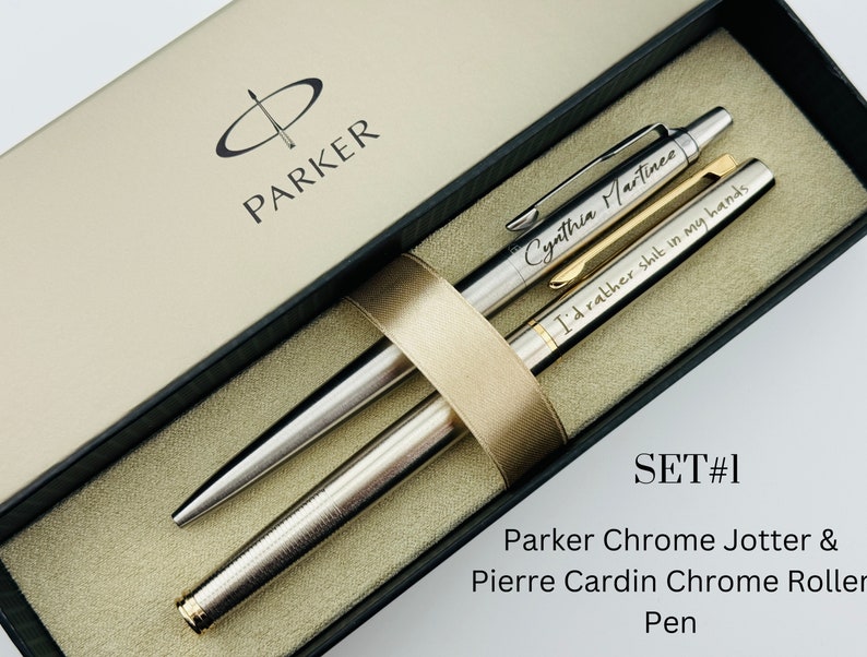 Personalized Pen Set Parker Jotter and Pierre Cardin Engraved Pens