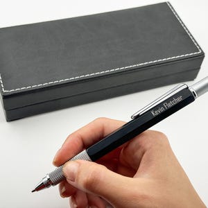 Multitool 6 in 1 Pen, Engraved Multi-functional Pen for Craftsmen, Custom Multitool Pen in Leather Box, Personalized Gift for Husband