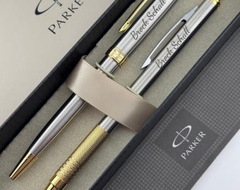 Graduation Gift Engraved Parker Pen and Pencil Set in Gift Box, Custom Name Graduation Present