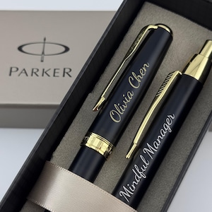 Office Colleague Gift Engraved Parker Pen Set, Personalized Executive Pen Set in Gift Box, Custom Retirement Present