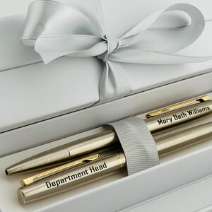 Personalized Set Chrome Pierre Cardin Pens with Bow Gift Box