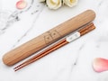 Engraved Chopsticks Set in Box – 5th Anniversary Gift for Him or Her, Personalized Wooden Gift for Couple, Custom Keepsake