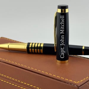 Engraved Black Gold Trim Pen