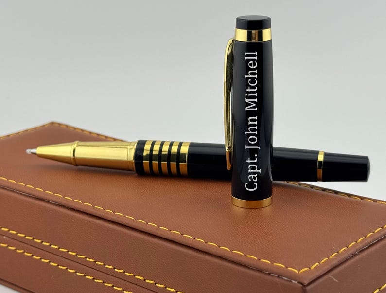 Engraved Black Gold Trim Pen