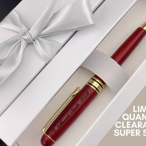 Custom Engraved Red Wooden Pen & Case Set with Gift Box, Christmas Gift, Office Decor Gift, Teacher's Present, Gift for Student
