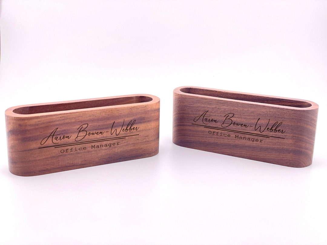 Business Card Holder Personalized Wood Card Case Desk Custom Accessory