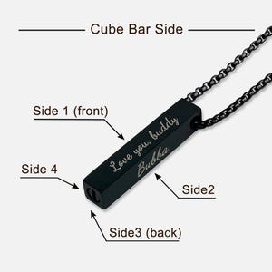 Personalized 3D Bar Necklace: Custom Engraved Cremation Urn Pendant image 6
