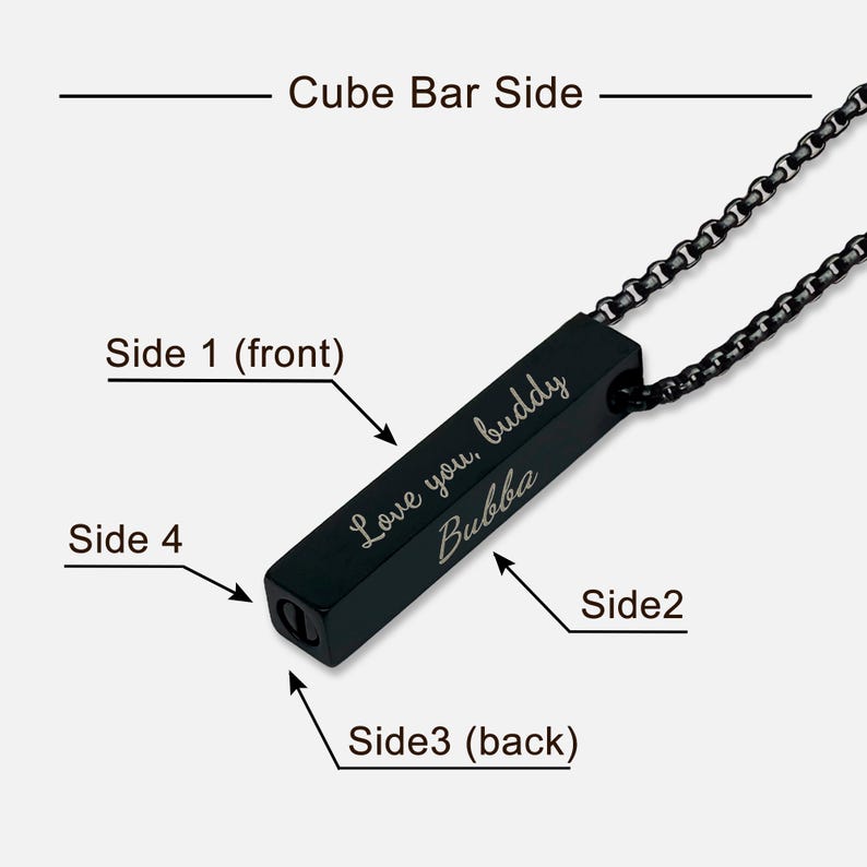 Personalized 3D Bar Necklace: Custom Engraved Cremation Urn Pendant image 6