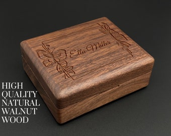 Engraved Wood Jewelry Box, Custom Wooden Case, Elegant Storage, Personalized Gift for Mother, Mother-in-law, Grandmother, Daughter, Sister