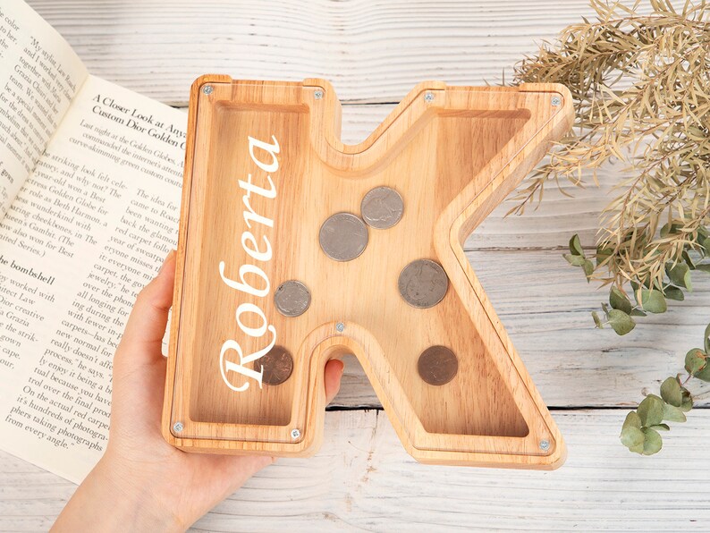 Wooden Alphabet Bank Custom Kids Alphabet Bank Personalized Etsy