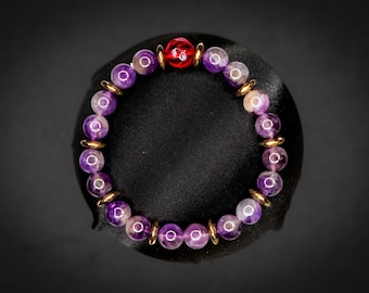 Starmie Bracelet with Custom Card | Amethyst & Hematite