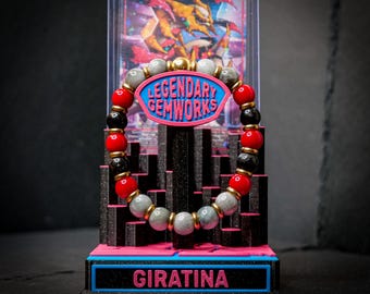 Giratina Inspired Jade Gemstone Bracelet with Custom Art Card