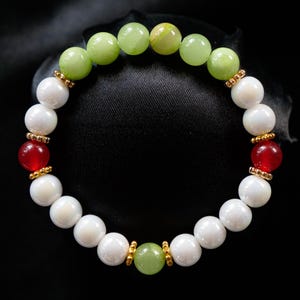 Gardevoir Inspired Gemstone Bracelet: Jade, Calcite, Hematite