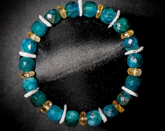 Gyarados Inspired Apatite Gemstone Bracelet with Custom Art Card
