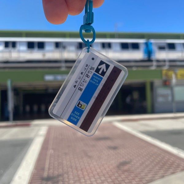 BART Ticket Keychain - Bay Area Rapid Transit Acrylic Charm - Oakland, San Francisco, Hayward area codes, Nostalgic Backpack, Bag Charm,