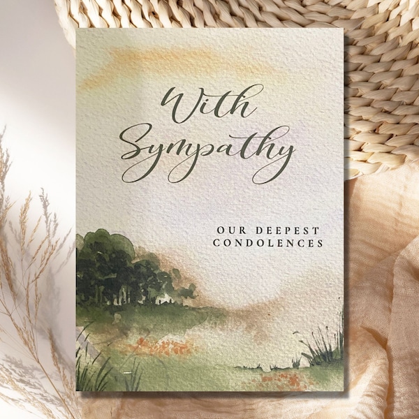 Custom Sympathy Card, Personalized Condolence Card, Serene With Sympathy Card, Christian Bereavement Greeting Card With Inside Options