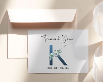 Monogram Initital Personalized Wedding Thank You Cards Set of 10 With ...