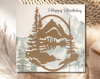 Custom Nature Birthday Card for Him, Christian Winter Birthday Card, Personalized Handmade Scenic Everyday Card with Inside Options