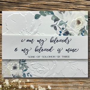 Custom Christian Wedding Card, Embossed Wedding Card to Newly Married Couple, Congratulations on Your Wedding, Song of Solomon Wedding Card