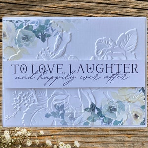 Custom Christian Wedding Card, Congratulations on Your Wedding,  Floral Embossed Wedding Card, Personalized Happily Ever After Wedding Card