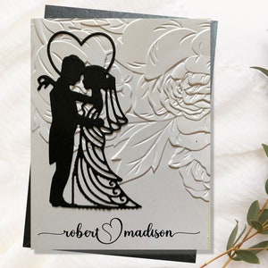 Personalized Wedding Card, Congratulations on Your Wedding,  Custom Embossed Wedding Card, Elegant Floral Christian Wedding Card