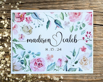 Custom Christian Wedding Card to the Bride and Groom | Personalized Watercolor Anniversary Card  | Christian Floral Wedding Card With Inside