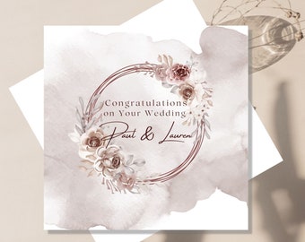 Personalized Wedding Card, Wedding Card to Newly Married Couple, Congratulations on Your Wedding, Custom Christian Wedding Card with Inside