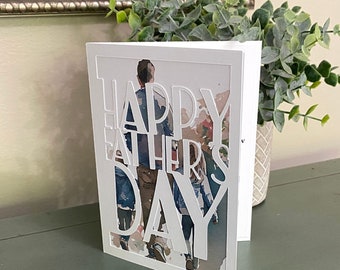 Custom Father's Day Card, Happy Father's Day Note Card, Handmade Laser Cut Greeting Card, Watercolor Card for Dad With Custom Message Inside