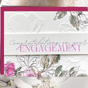 Custom Engagement Card, Congratulations on Your Engagement Card, 3D Floral Embossed Christian Engagement Card With Inside Message Option