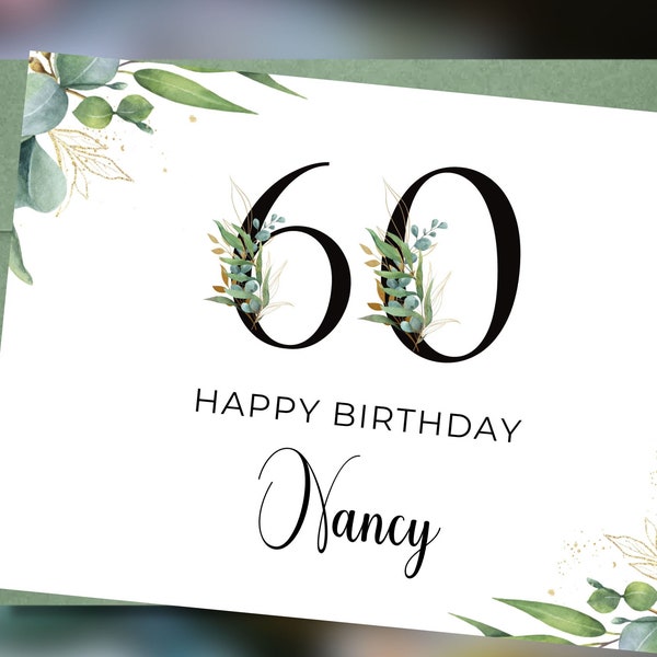 Custom 60th Birthday Card, Happy 60th Birthday, Personalized 5 x 7 Birthday Card for 60-Year-Old, Christian 60th Birthday with Inside Option