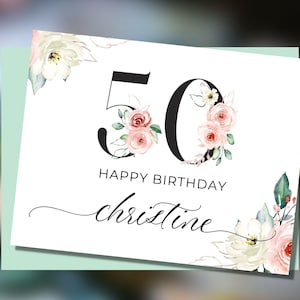 Custom 50th Birthday Card, Happy 50th Birthday for Daughter, Personalized Birthday Card for 50-Year-Old Woman, Christian 50th Birthday Card