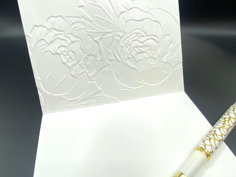 Embossed White Floral Note Card Set of 6 With Envelopes, Wedding Thank ...