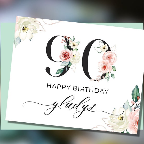 Custom 90th Birthday Card, Happy 90th Birthday Card for Mom, Personalized Birthday Card for 90-Year-Old, Christian 90th Birthday Card