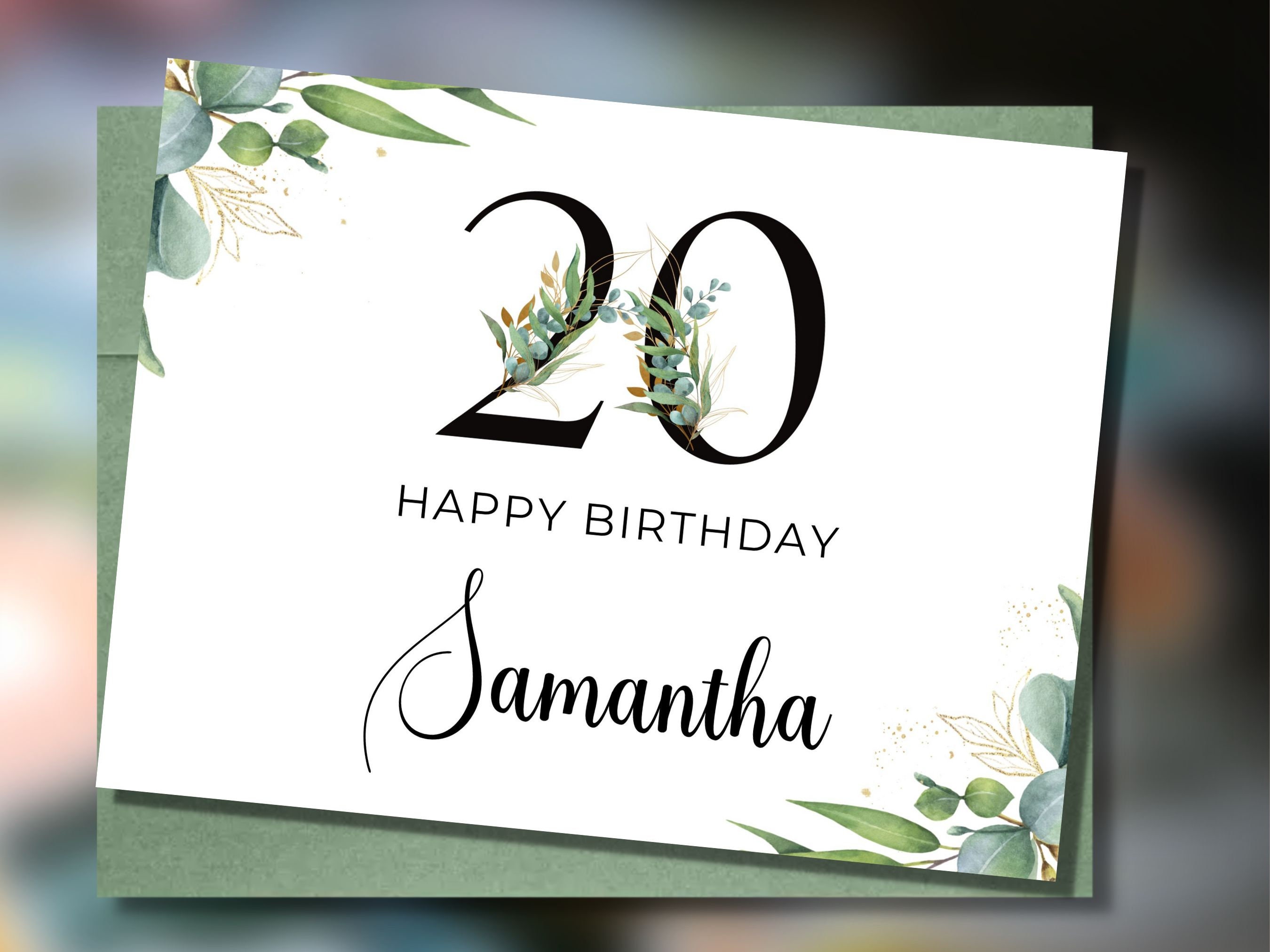 Custom 20th Birthday Card, Happy 20th Birthday, Personalized