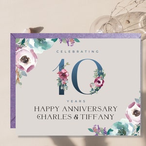 Custom Happy 10th Anniversary Card, Christian Anniversary Card, Celebrating 10 Years Card, Personalized 10th Anniversary Card Inside and Out afbeelding 8