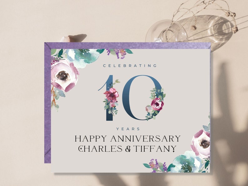 Custom Happy 10th Anniversary Card, Christian Anniversary Card, Celebrating 10 Years Card, Personalized 10th Anniversary Card Inside and Out afbeelding 8
