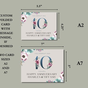 Custom Happy 10th Anniversary Card, Christian Anniversary Card, Celebrating 10 Years Card, Personalized 10th Anniversary Card Inside and Out afbeelding 3