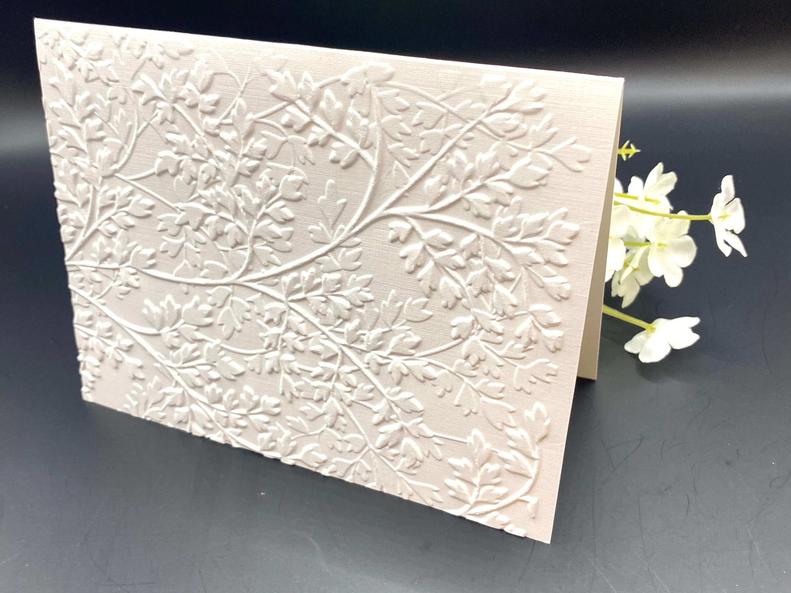 Embossed White Floral Note Card Set of 6 With Envelopes, Wedding Thank ...