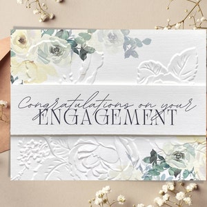 Custom Engagement Card, Congratulations on Your Engagement Card, 3D Floral Embossed Christian Engagement Card With Inside Message Option