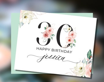 Custom 30th Birthday Card, Happy 30th Birthday for Daughter, Personalized Birthday Card for 30-Year-Old Woman, Christian 30th Birthday Card