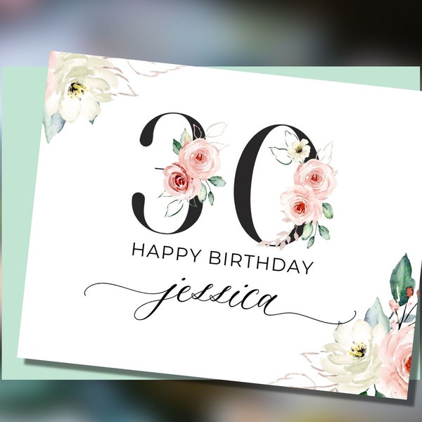 Custom 30th Birthday Card, Happy 30th Birthday for Daughter, Personalized Birthday Card for 30-Year-Old Woman, Christian 30th Birthday Card