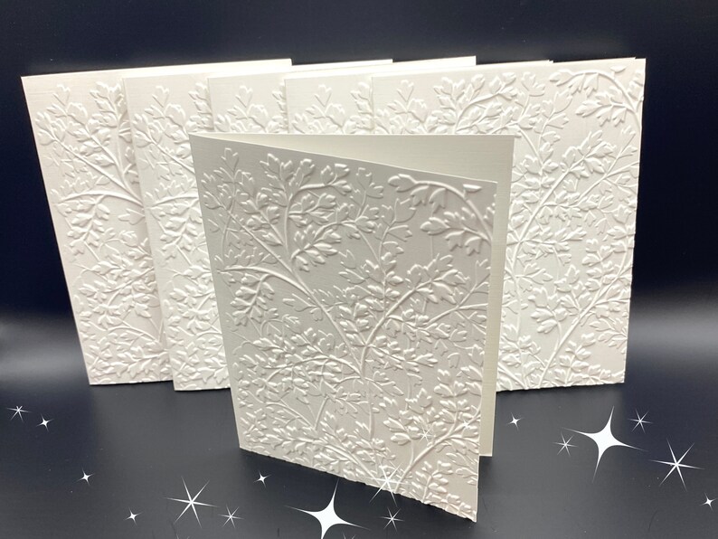 Embossed White Floral Note Card Set of 6 With Envelopes, Wedding Thank ...