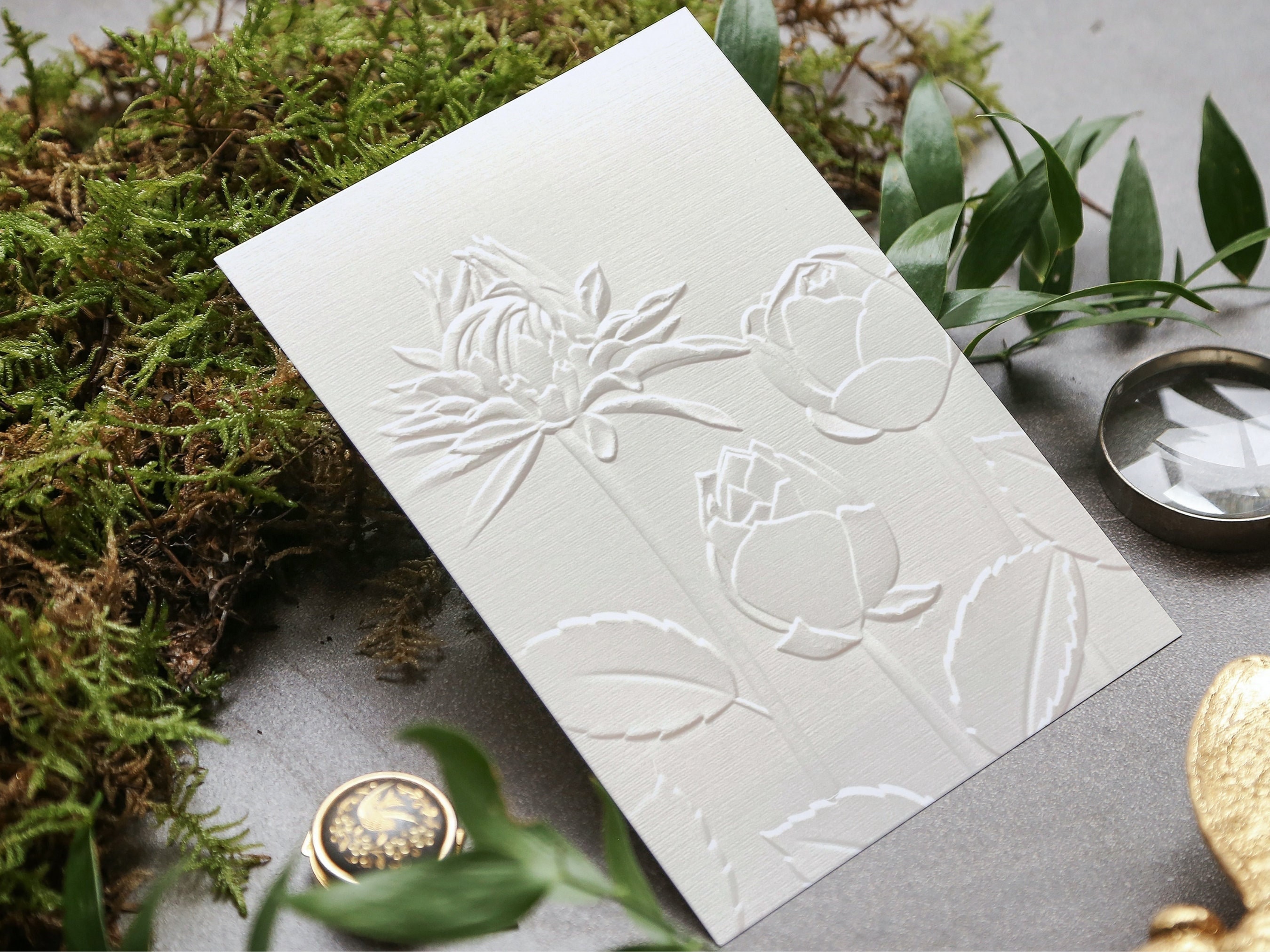 Embossed White Floral Greeting Card Set of 6 With Envelopes | Thinking ...