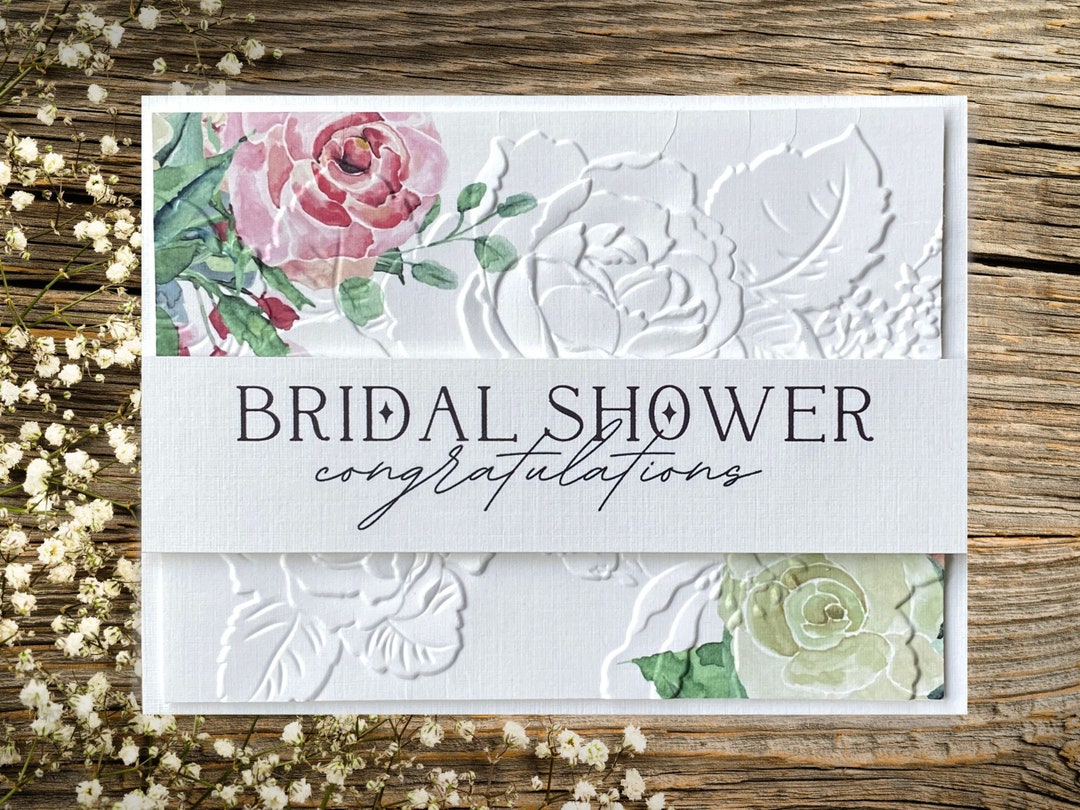 Custom Christian Bridal Shower Card, Floral Card for Bridetobe, Rose