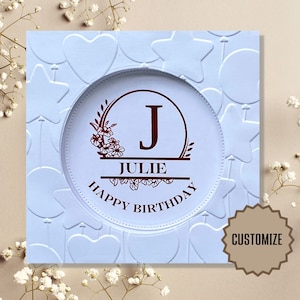 Custom Foiled Happy Birthday Card, Balloon Embossed Card for Birthday, Elegant Birthday Card With Name, Monogram Foiled Celebration Card