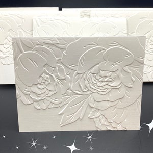 Embossed White Floral Note Card Set of 6 With Envelopes, Wedding Thank ...