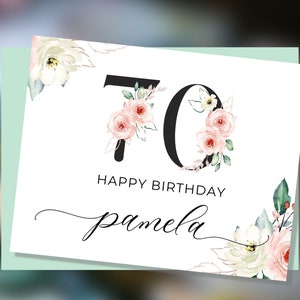 Custom 70th Birthday Card, Happy 70th Birthday Card for Mom, Personalized Birthday Card for 70-Year-Old Woman, Christian 70th Birthday Card