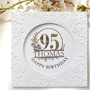 Personalized Foiled 95th Birthday Card, Happy 95th Birthday, Custom Birthday Card for 95-Year-Old, Handmade 95th Birthday Card With Name